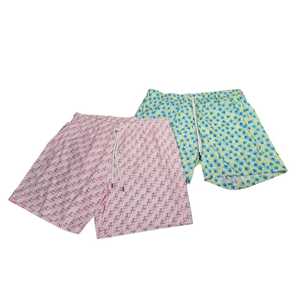 Stone Rose Flamingo Floral Swim Trunks Lined Lot of 2 Men's XXL EUC